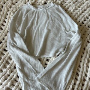 Urban Outfitters White Flowy Wide Sleeve Crop Top